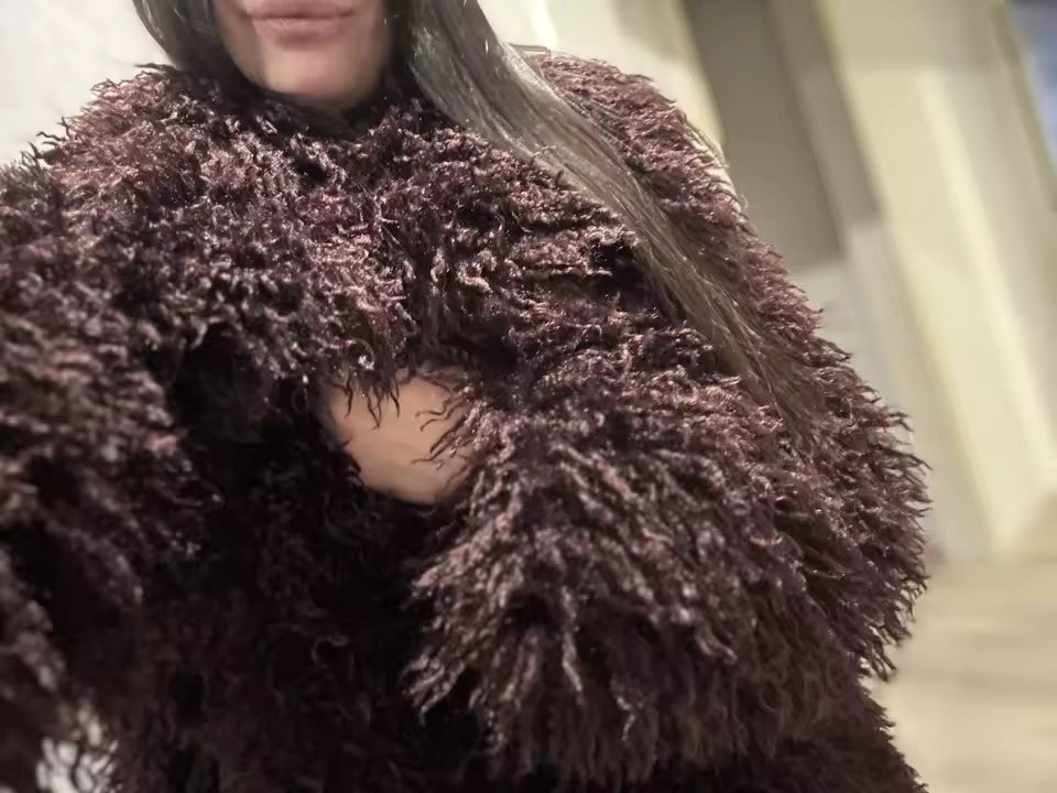 FrostGlow Fluffy Faux-Fur Coat