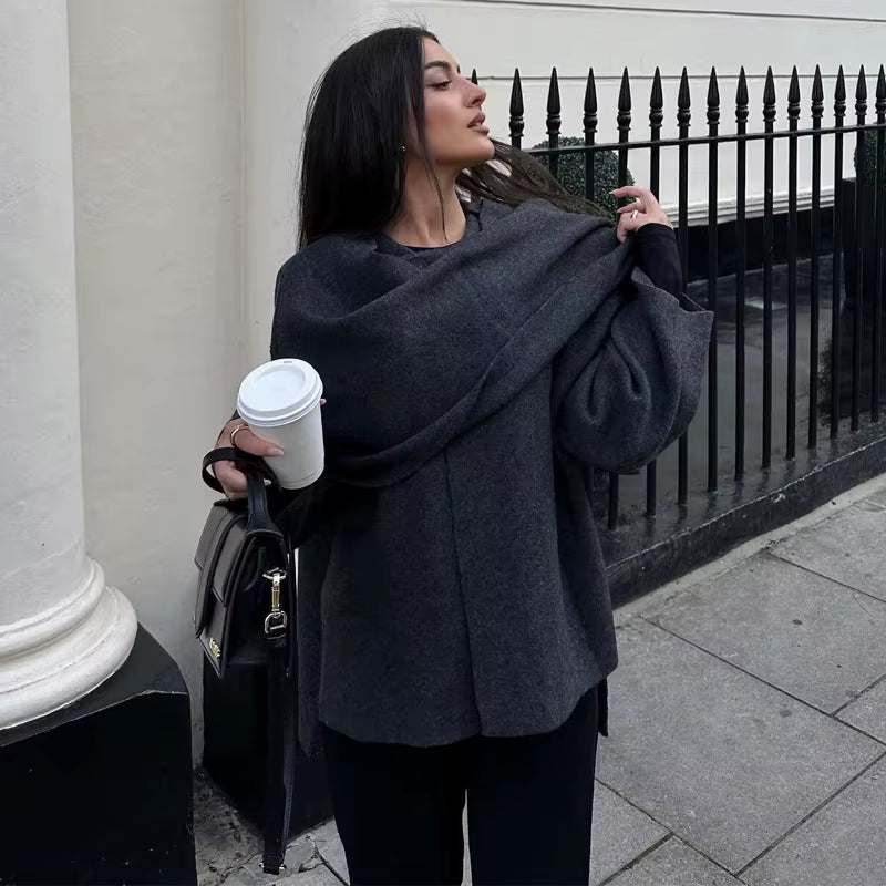 Plush Winter Coats for Women Asymmetric Scarf Demi-Season Jacket for Women Parkas Long Sleeve Padded Coat Woman Jacket
