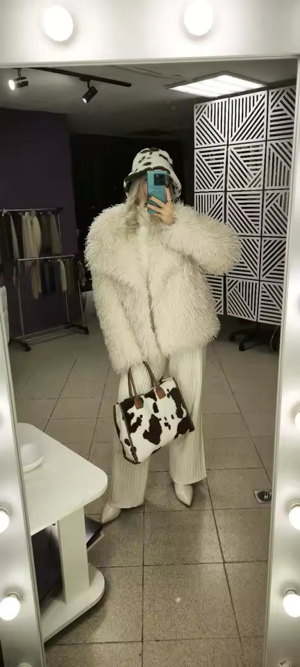 FrostGlow Fluffy Faux-Fur Coat