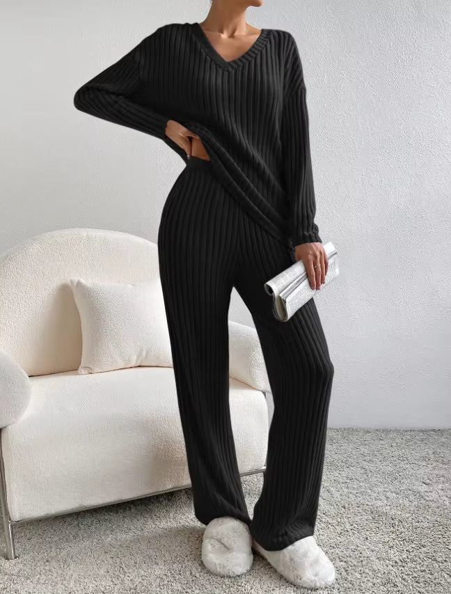 Ribbed Cozy Lounge Set – Trendy Comfy Two-Piece voor Thuis & Casual Wear