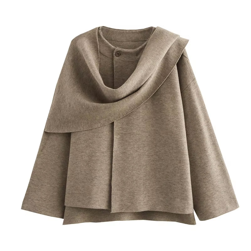 Plush Winter Coats for Women Asymmetric Scarf Demi-Season Jacket for Women Parkas Long Sleeve Padded Coat Woman Jacket